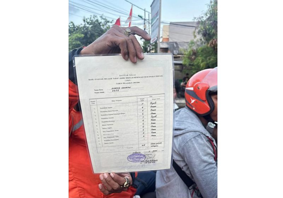 Nilai ijazah SMP Ahmad Sahroni