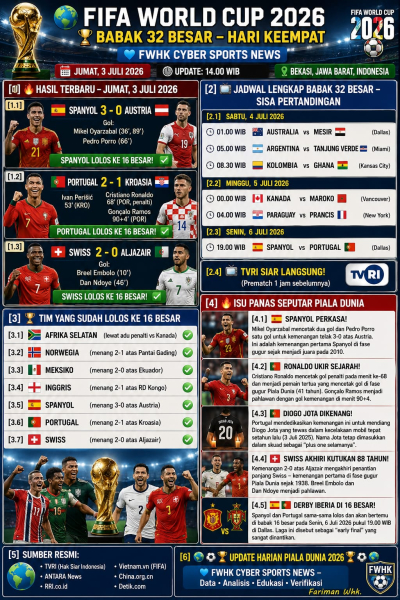 FIFA WORLD CUP 2026 – BABAK 32 BESAR HARI KEEMPAT Analisis Akademik, Taktis, Historis, dan Strategis
