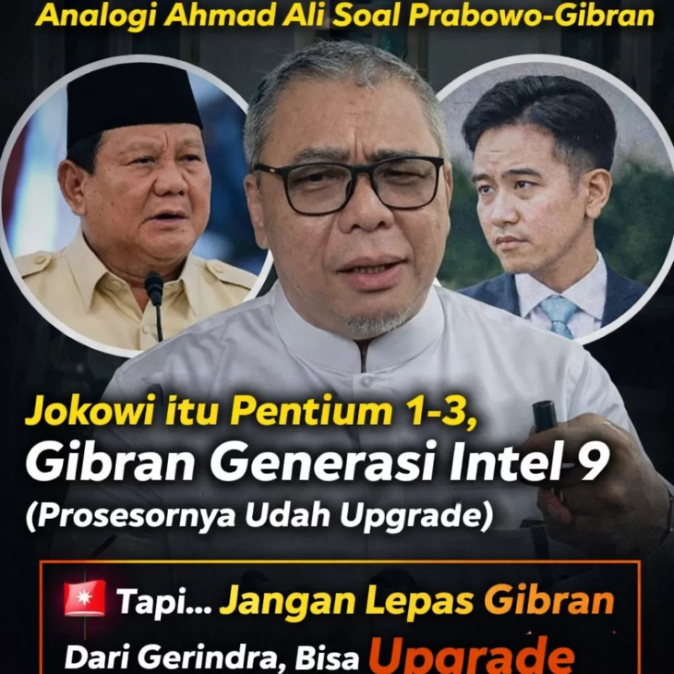 Ramai Ahmad Ali Analogikan Jokowi Pentium 1 dan Gibran Pentium 3, Ternyata...